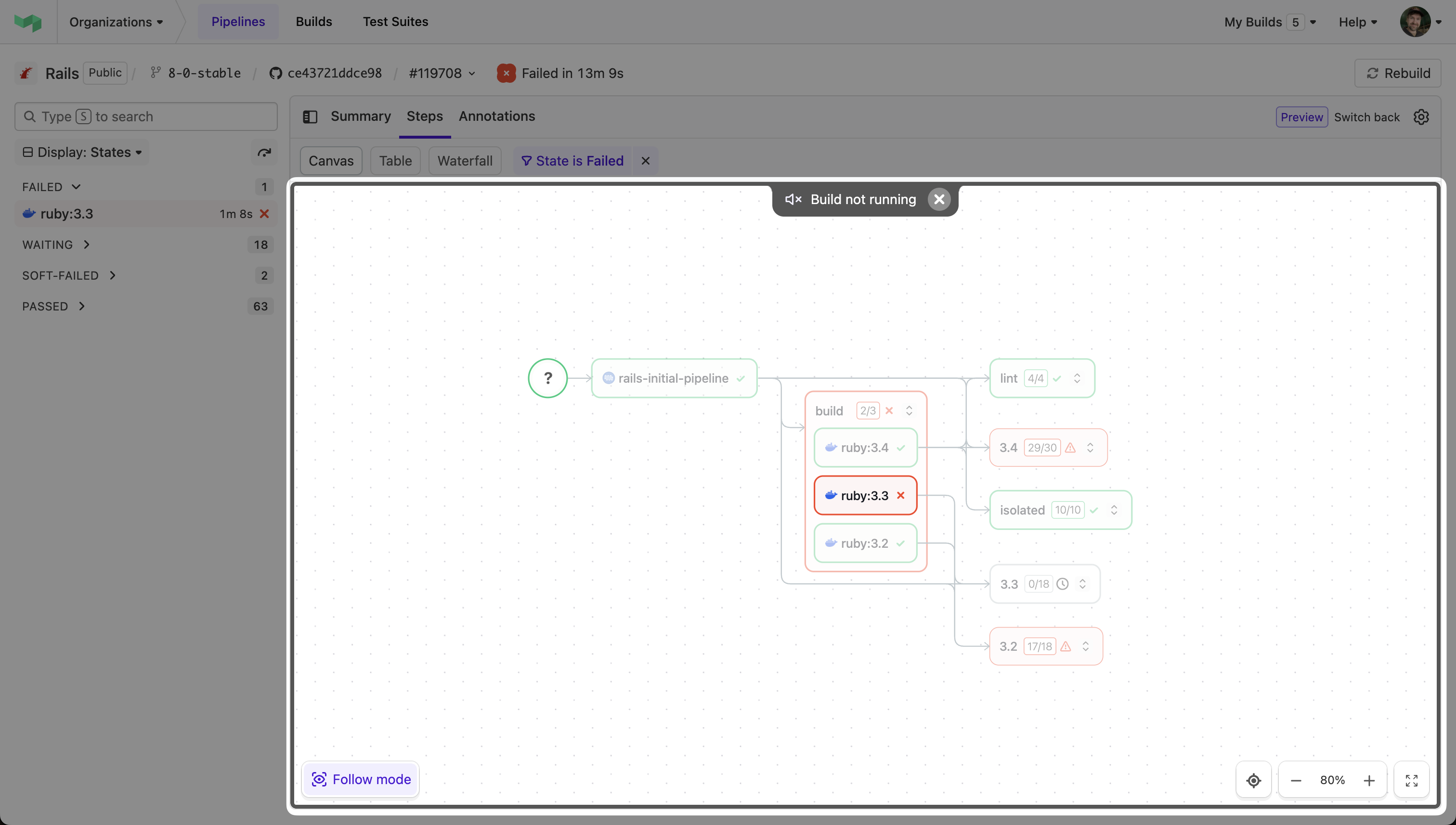 Screenshot showing the follow mode
