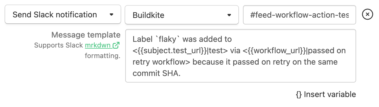 Screenshot showing Slack workflow action configuration
